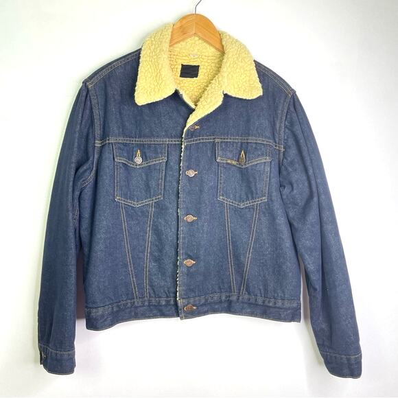 Vintage Jean Jacket Sherpa Sears Roebucks Classic Style Men’s Denim Jacket - Picture 12 of 12